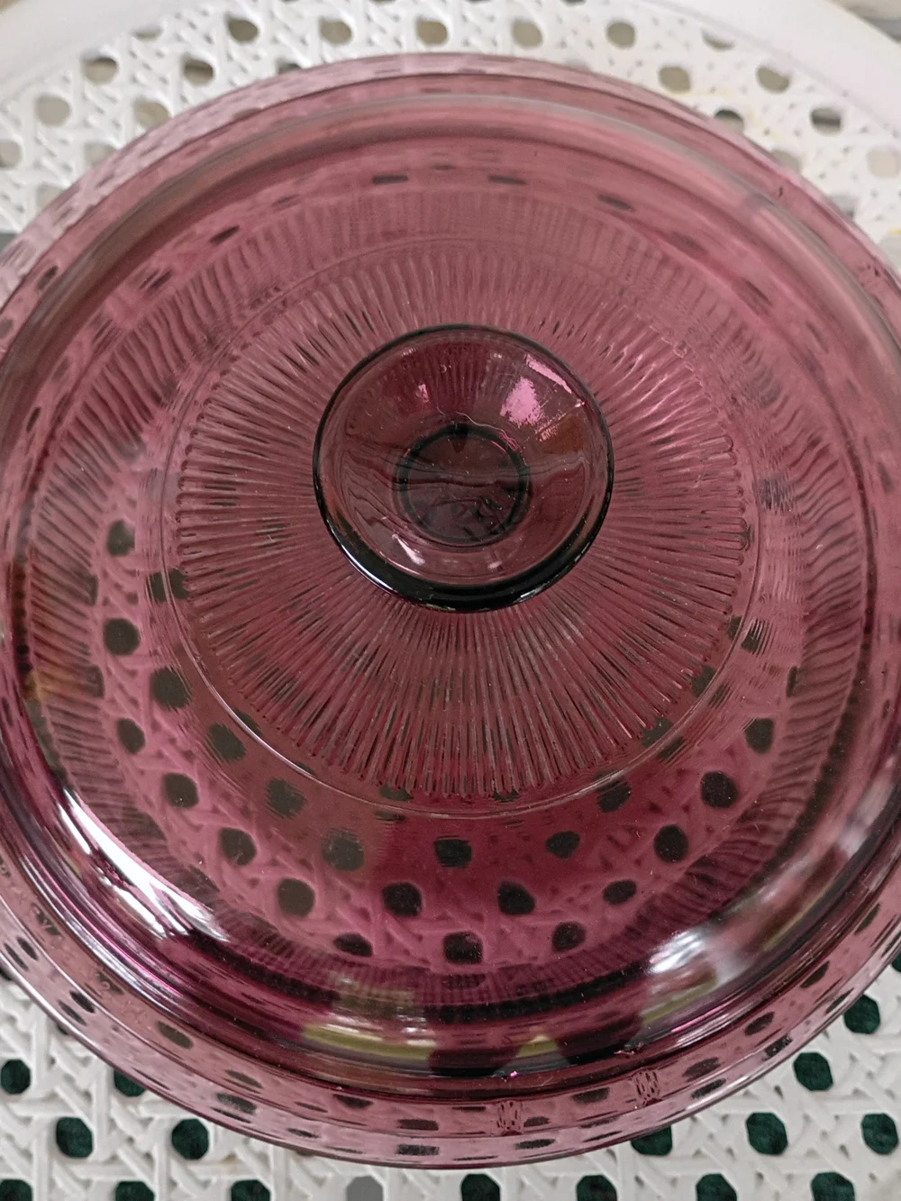 Vintage Vision Corning 1-Quart Cranberry Glass Casserole Dish With Lid~V-31-B